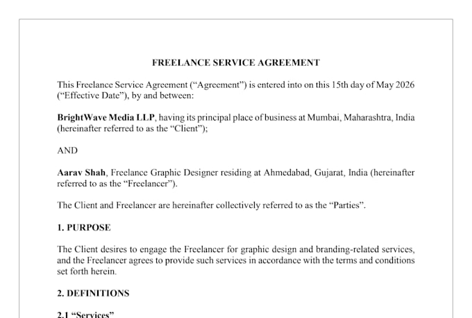 draft professional freelance and client contracts